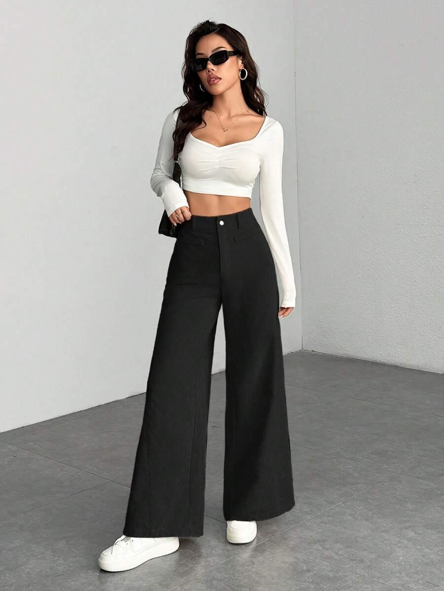 SHEIN CZARNE SPODNIE WYSOKI STAN S06__XS