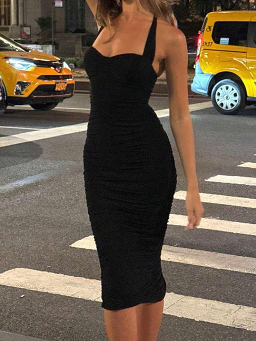 SHEIN CZARNA SUKIENKA ODKRYTE PLECY S06__S