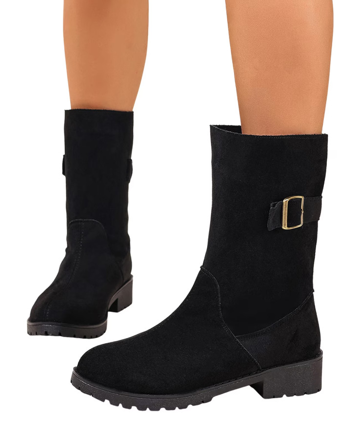 SHEIN CZARNE BOTKI IMITACJA ZAMSZU W01__36