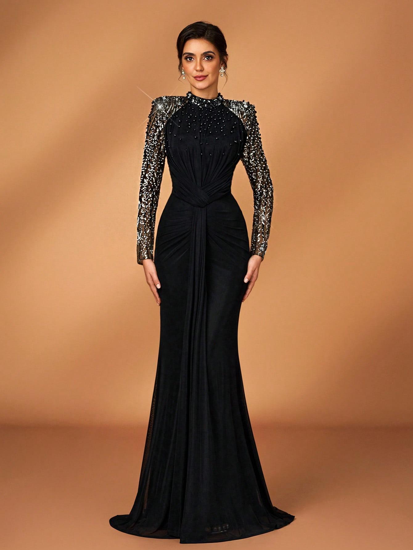 SHEIN CZARNA MAXI SUKIENKA S09__L