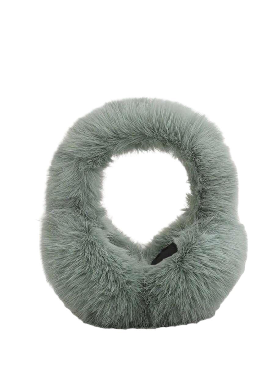 SHEIN ZIELONE NAUSZNIKI SZTUCZNE FUTRO W01