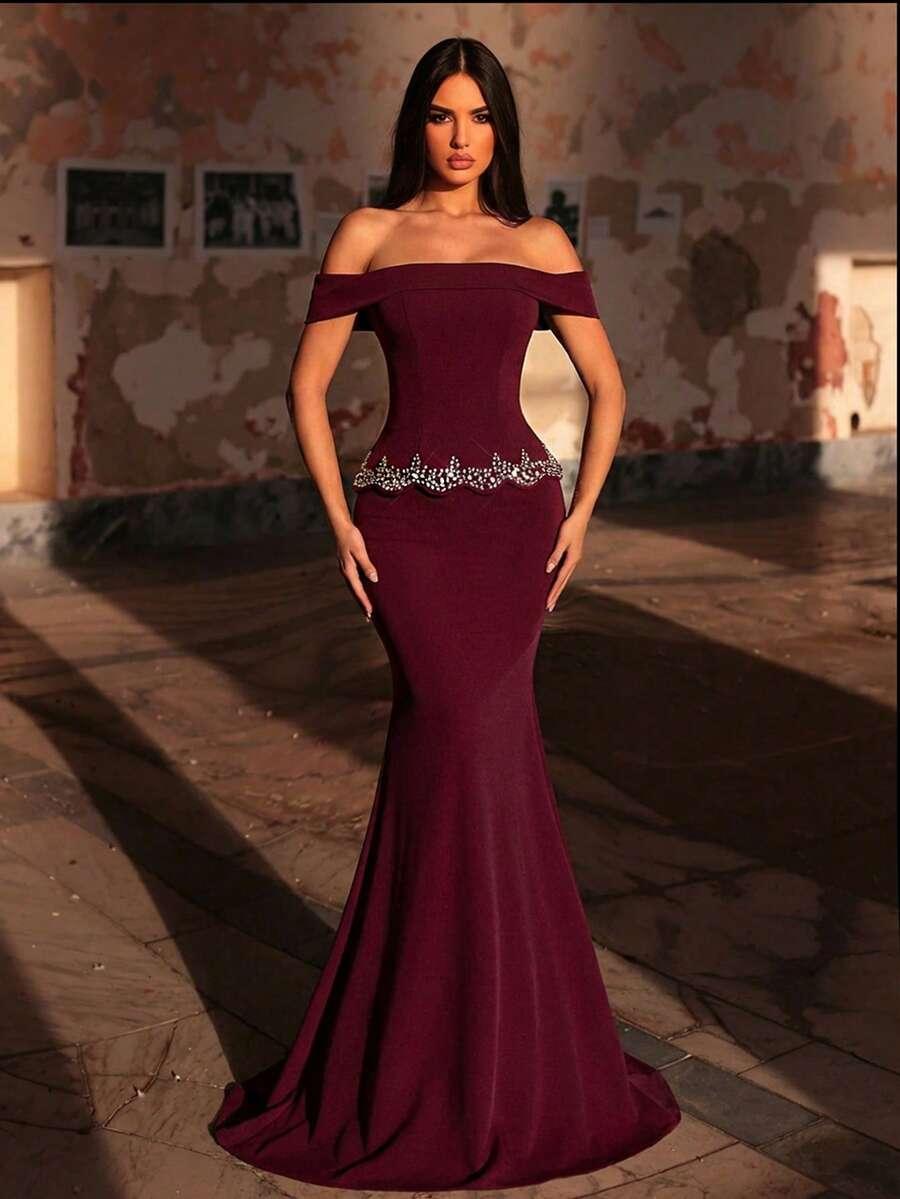 GLAMRAE BORDOWA MAXI SUKIENKA S09__L