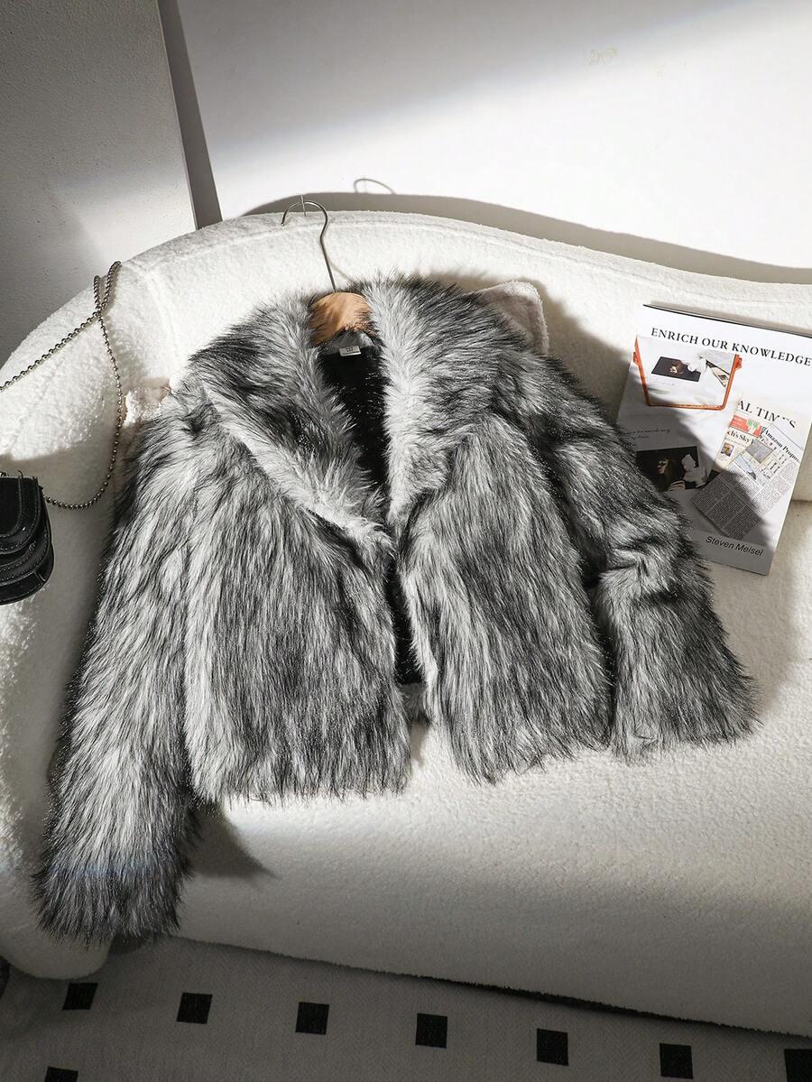 SHEIN SZARE SZTUCZNE FUTRO W01__146-152CM