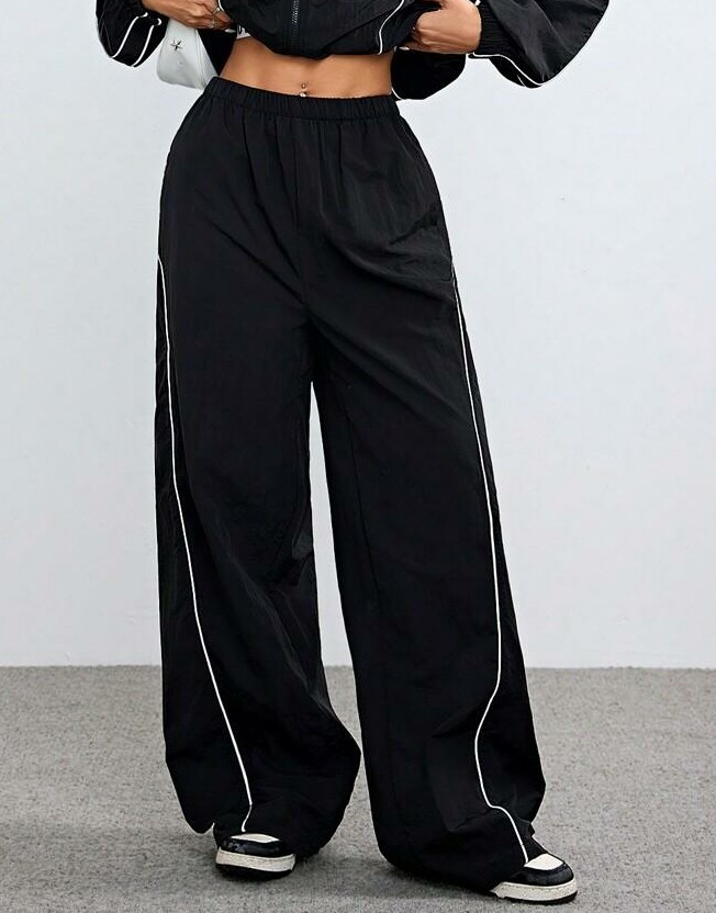 SHEIN CZARNE SPODNIE LAMPASY S06__XS
