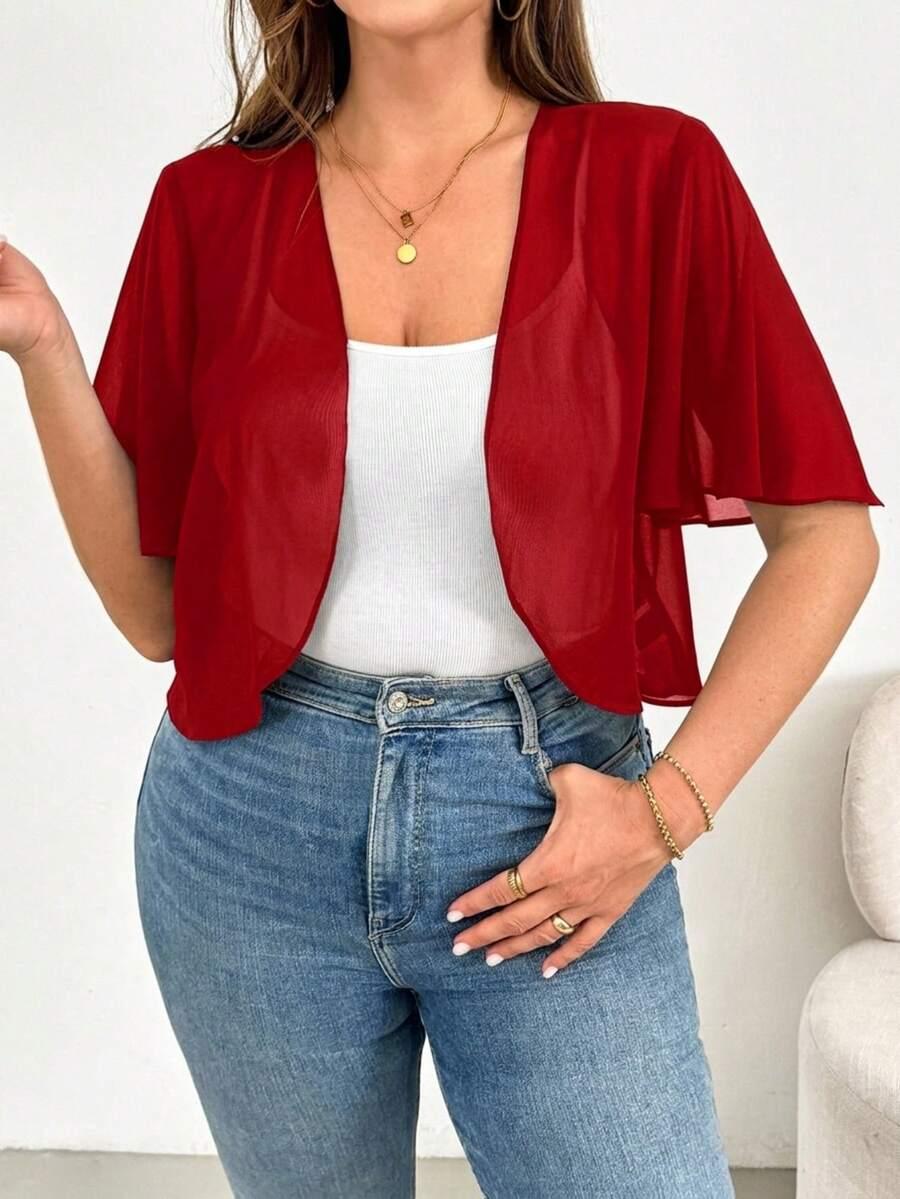 SHEIN CZERWONA NARZUTKA KRÓTKI RĘKAW S06__48