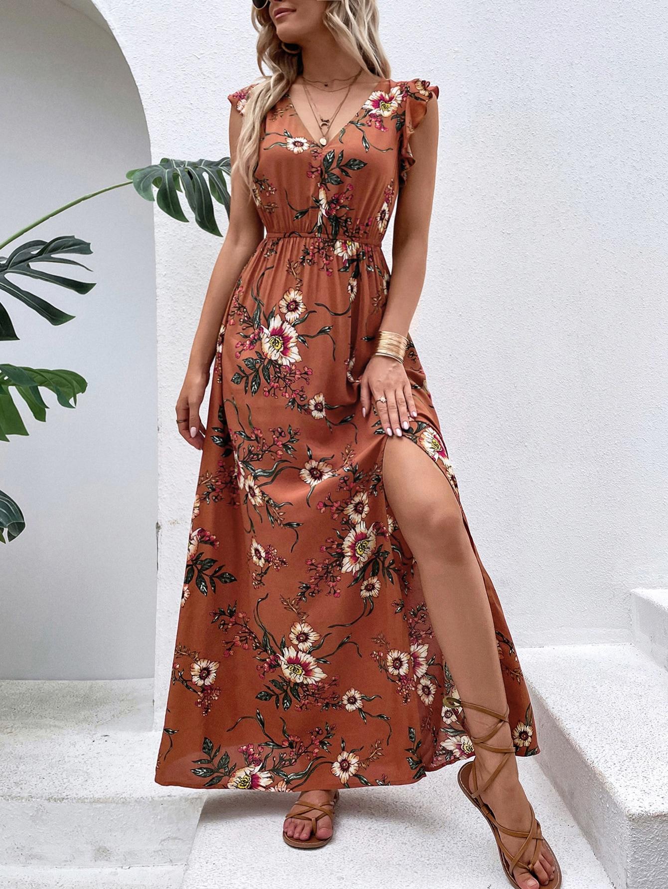 SHEIN MAXI SUKIENKA W KWIATY S06__XXL