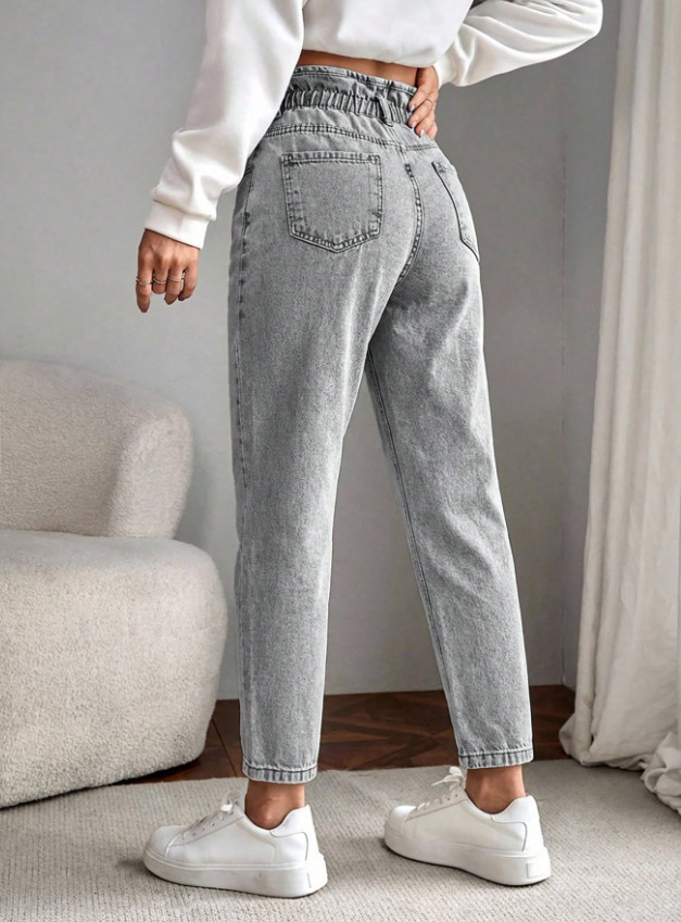 SHEIN SZARE SPODNIE JEANS WYSOKI STAN S06__S
