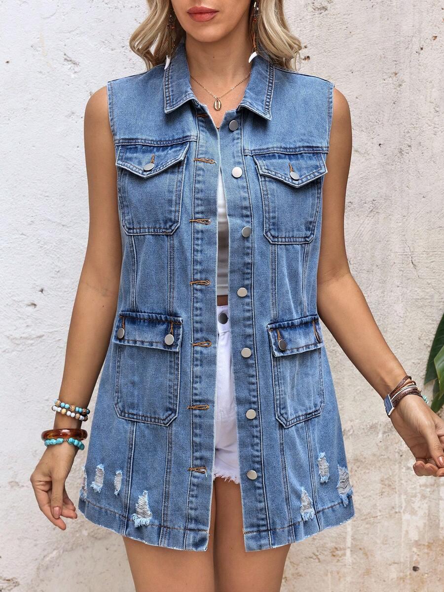 EMERY ROSE KAMIZELKA JEANS GUZIKI S06__XS
