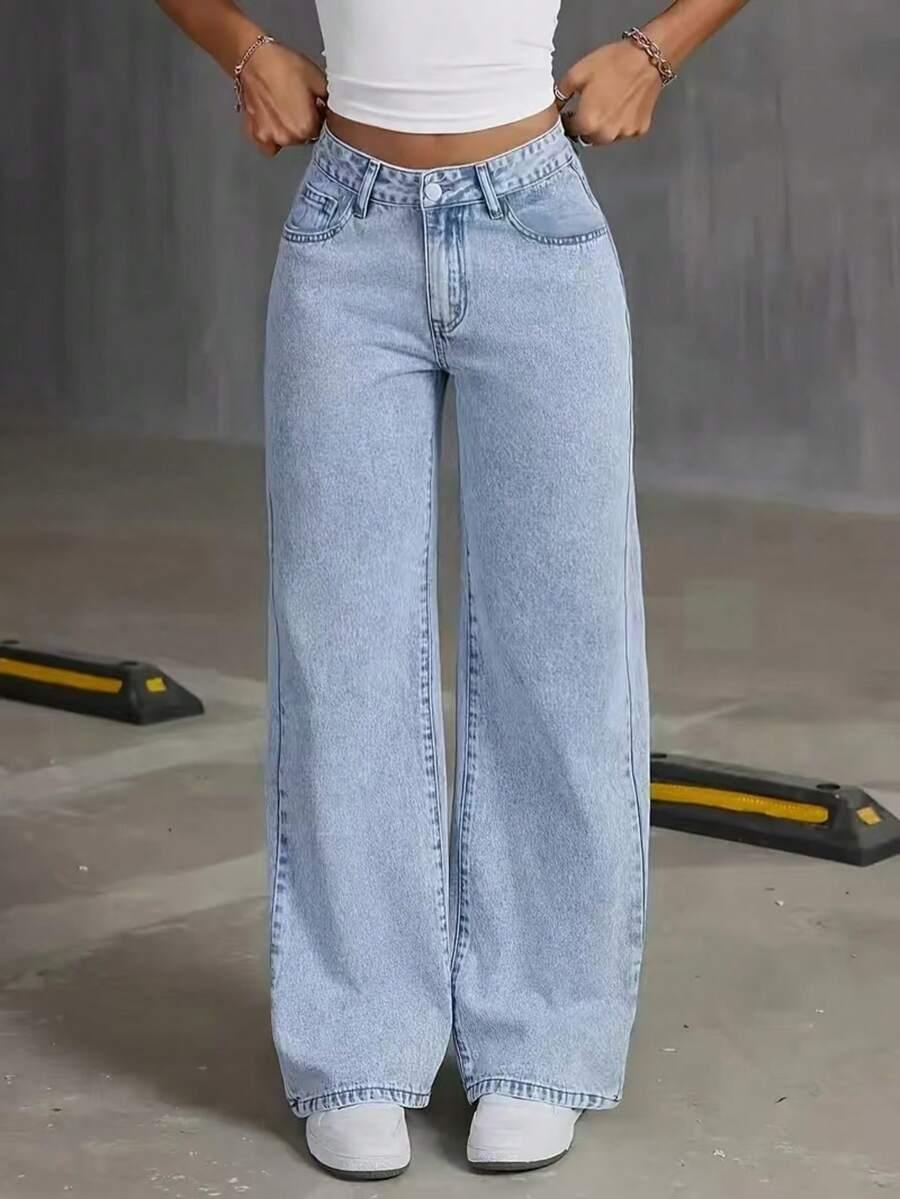 SHEIN NIEBIESKIE SPODNIE JEANS PROSTA NOGAWKA S06__XL