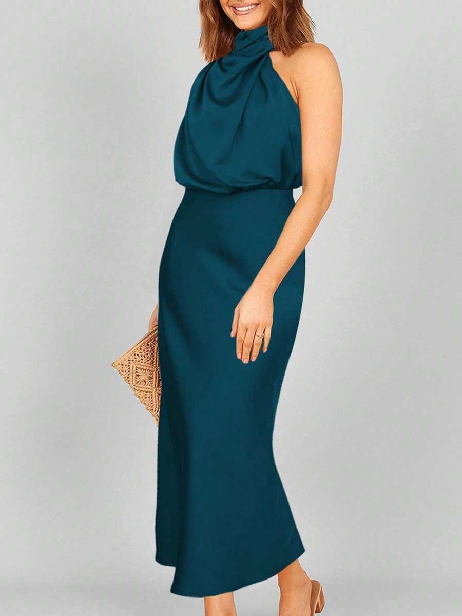 SHEIN NIEBIESKA MAXI SUKIENKA S06__L