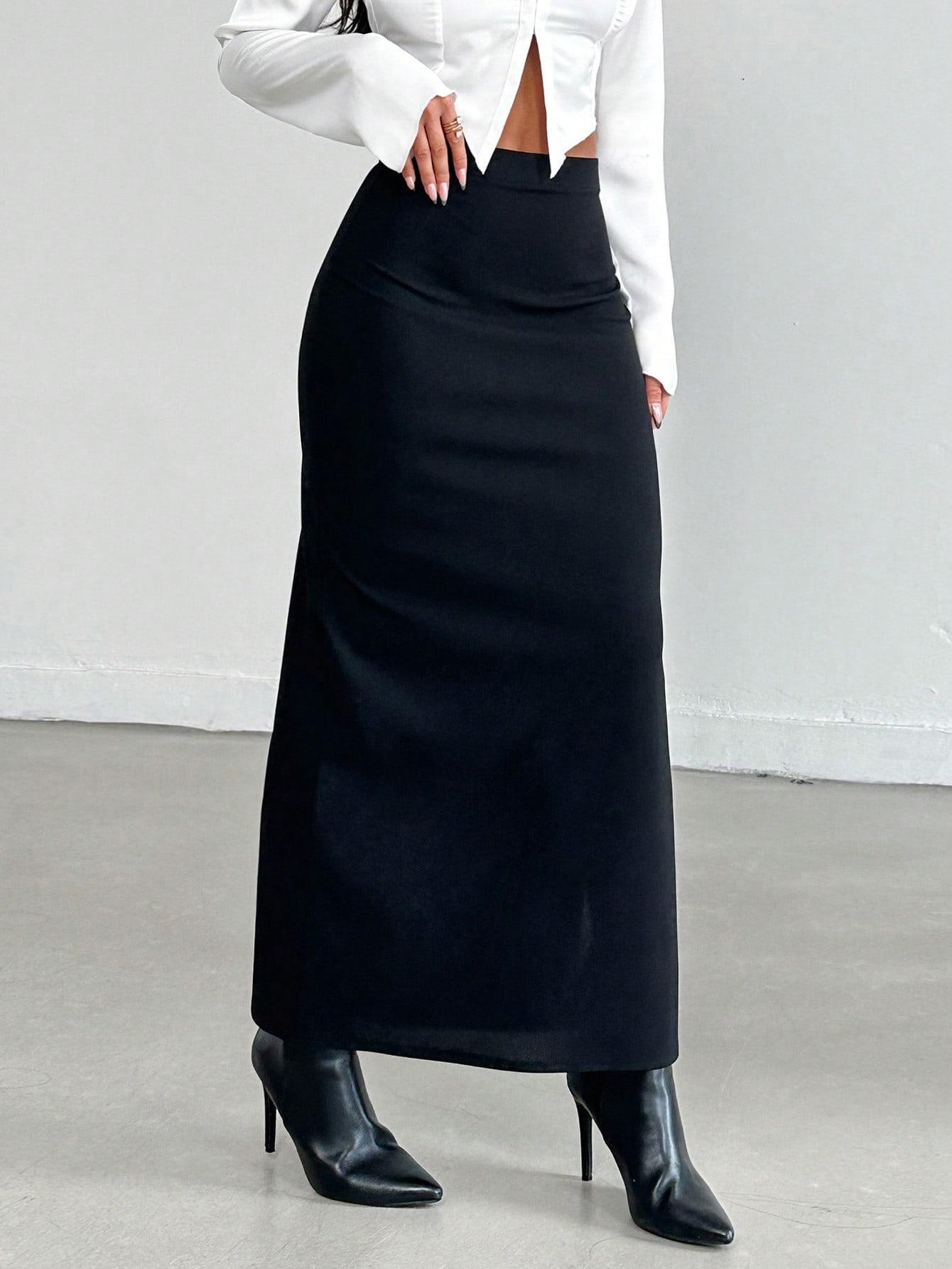 SHEIN CZARNA MAXI SPÓDNICA S06__XL