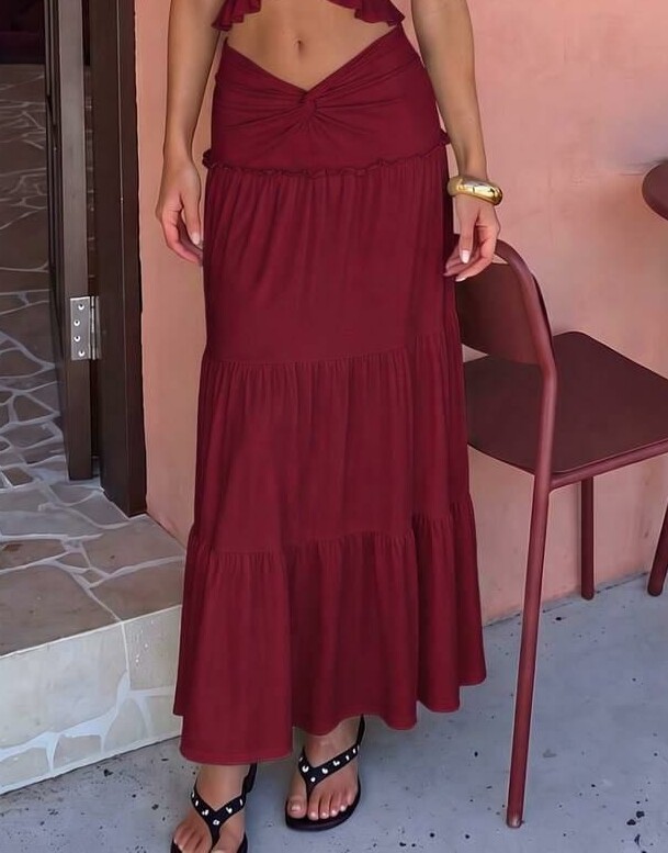 SHEIN BORDOWA MAXI SPÓDNICA S06__S