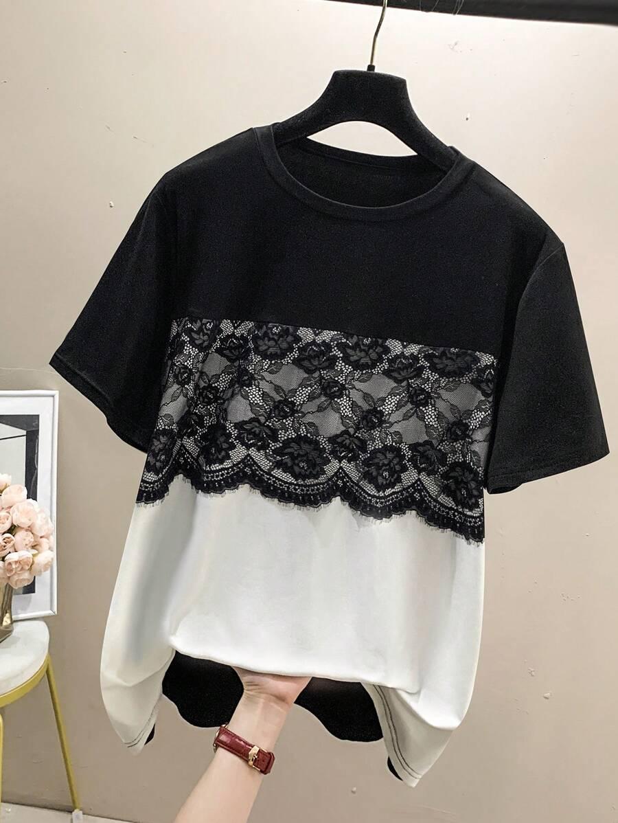 SHEIN BLUZKA KRÓTKI RĘKAW KORONKA S06__48