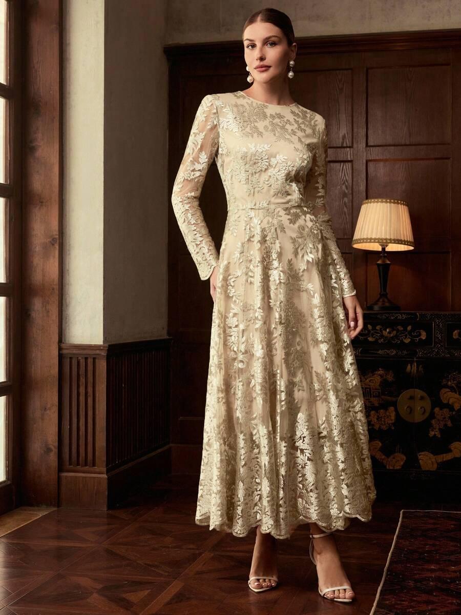 SHEIN ZŁOTA MAXI SUKIENKA S06__XS