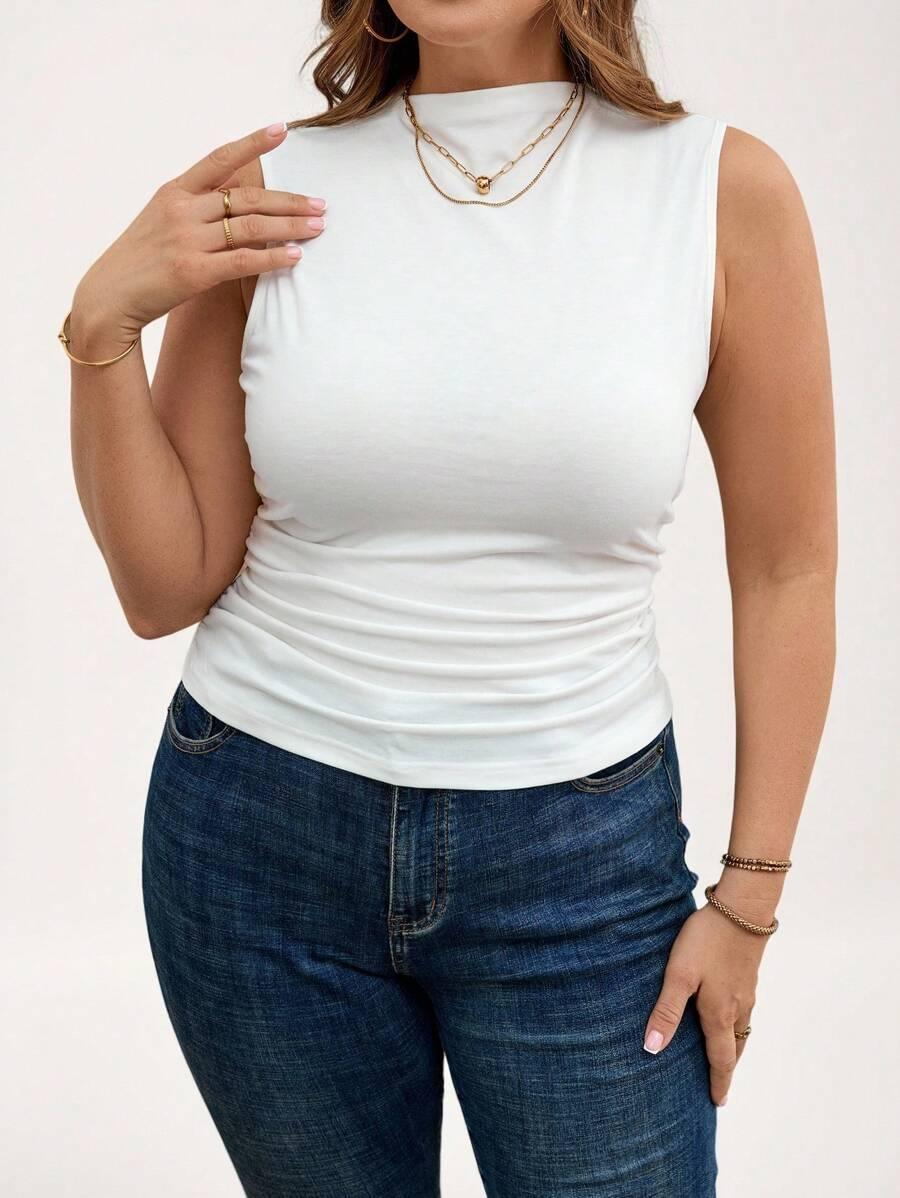 SHEIN BIAŁY TOP BEZ RĘKAWÓW MARSZCZENIE S06__48
