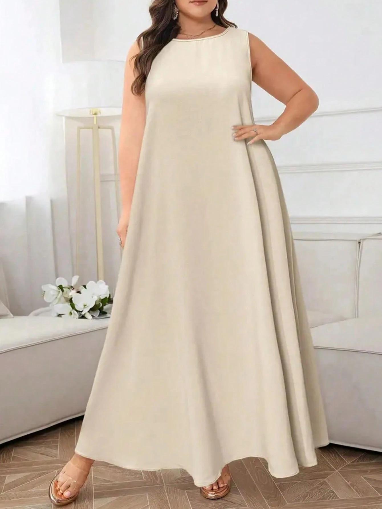 SHEIN BEŻOWA MAXI SUKIENKA S06__52