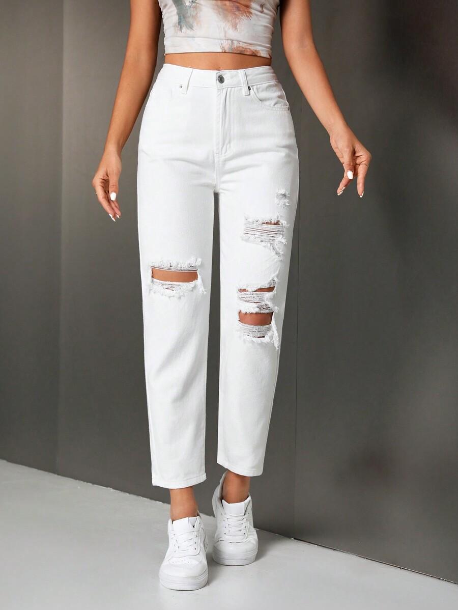 SHEIN BIAŁE SPODNIE JEANS S06__S