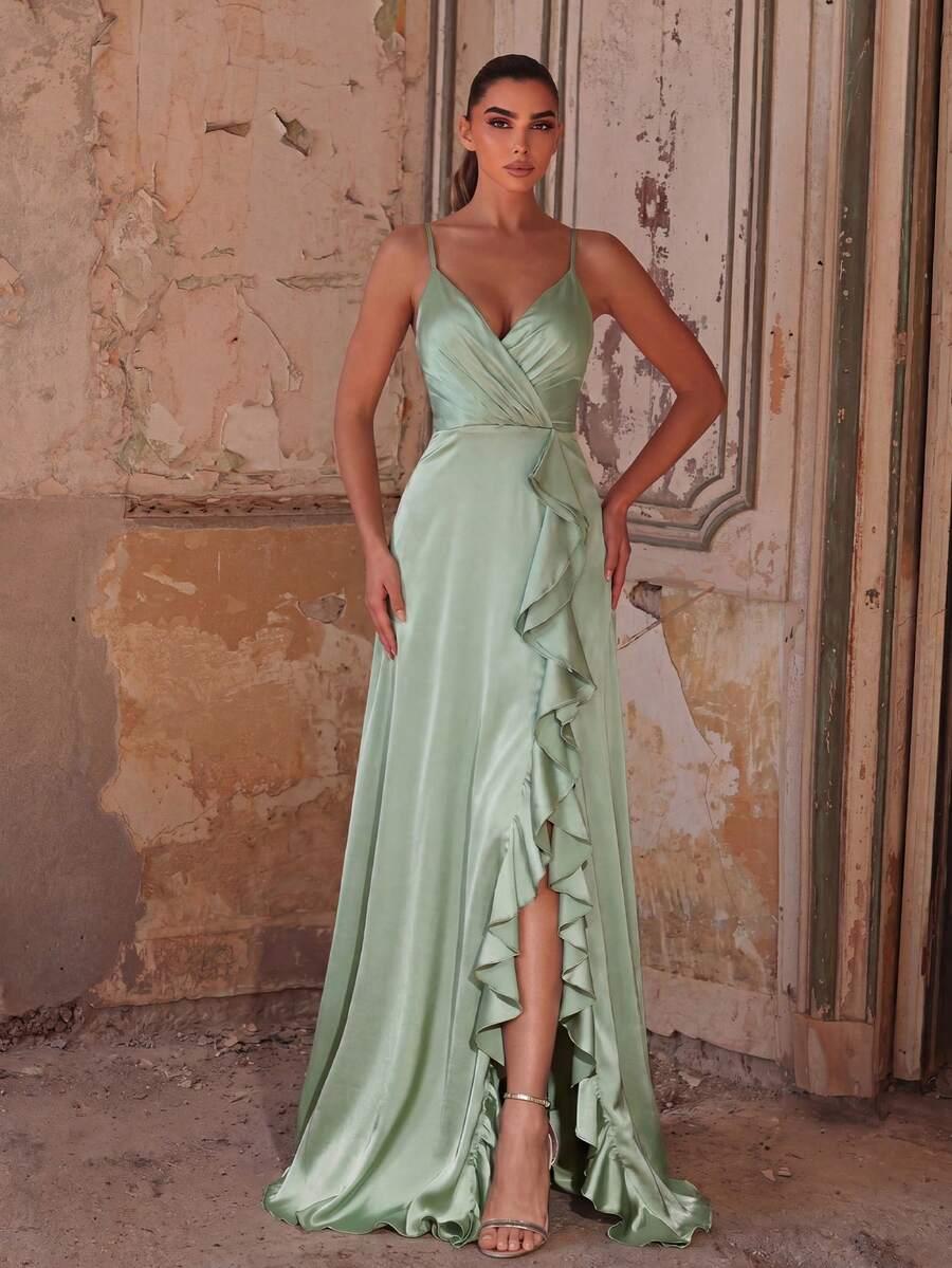 FAERIESTY ZIELONA MAXI SUKIENKA NA RAMIĄCZKACH S06__XL