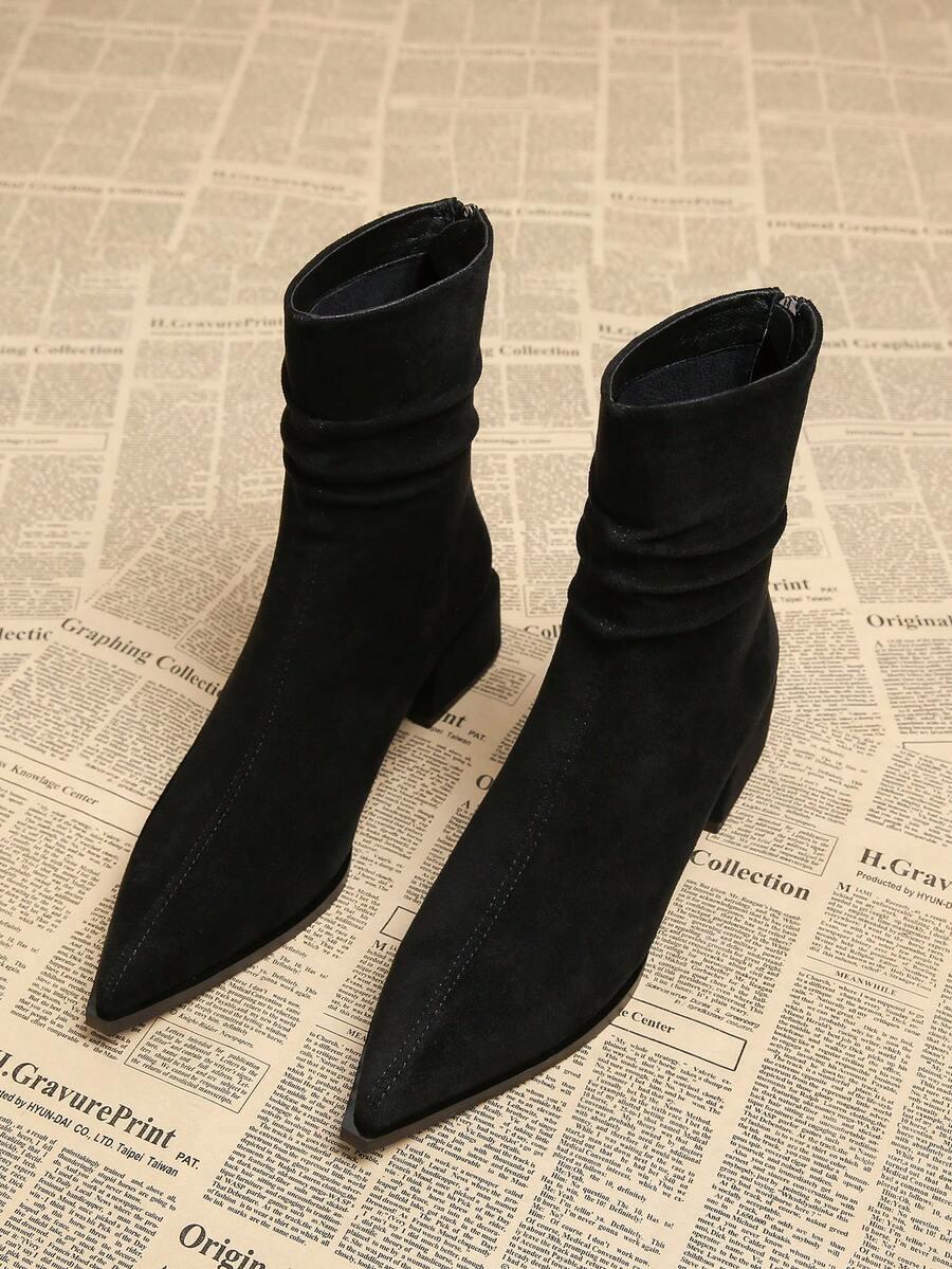 SHEIN CZARNE BOTKI IMITACJA ZAMSZU W01__37,5