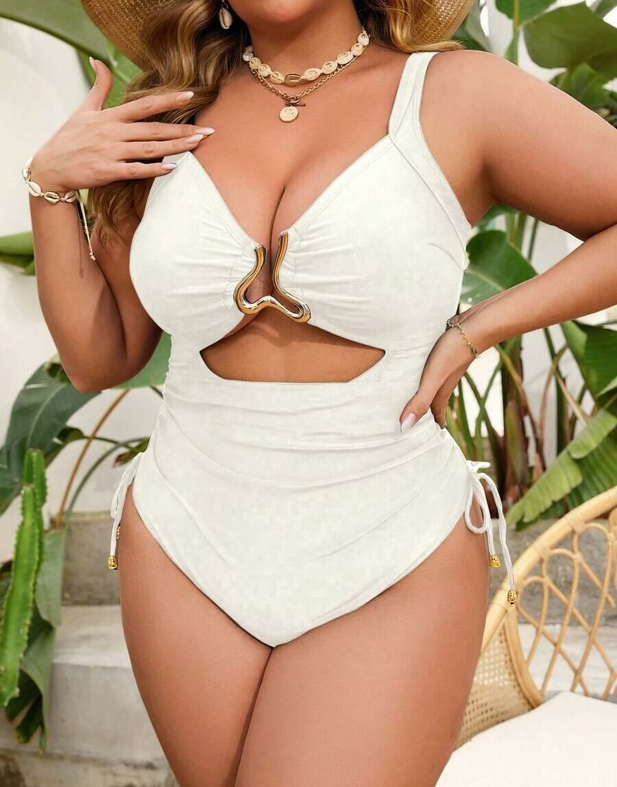 SHEIN BIAŁY JEDNOCZĘŚCIOWY STRÓJ KĄPIELOWY S09__52