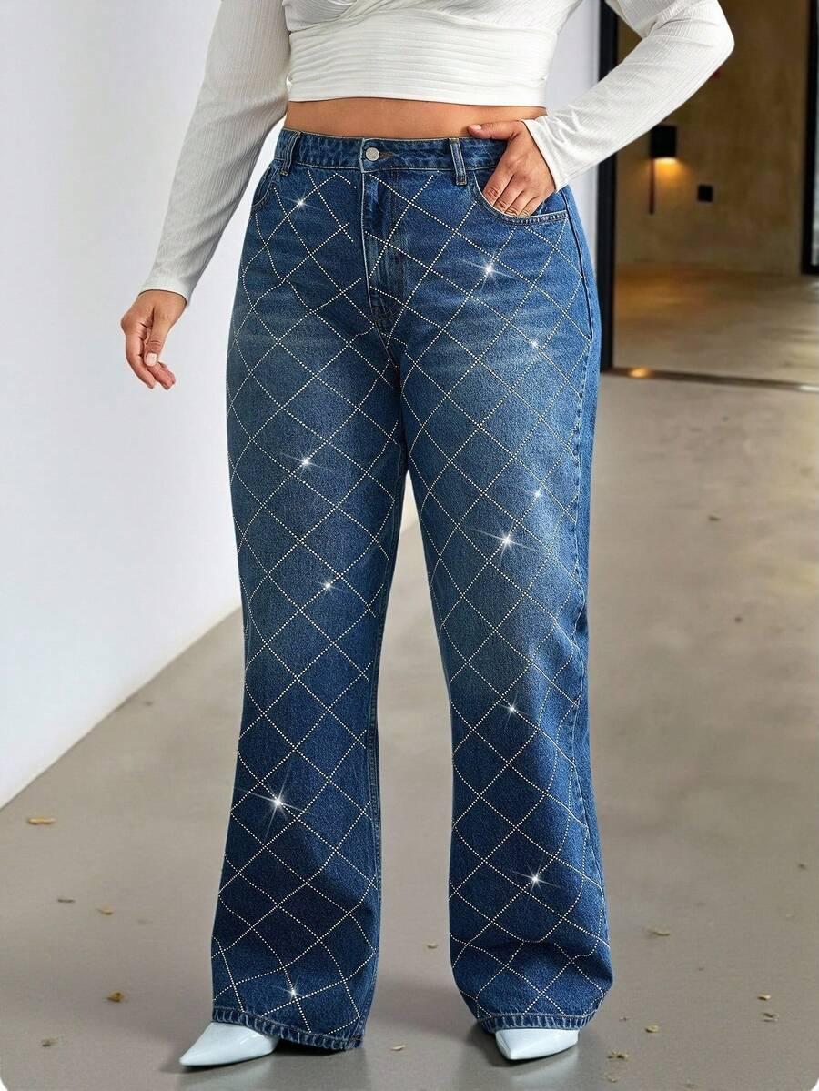 EURMUSE NIEBIESKIE SPODNIE JEANS ZDOBIENIE S06__48
