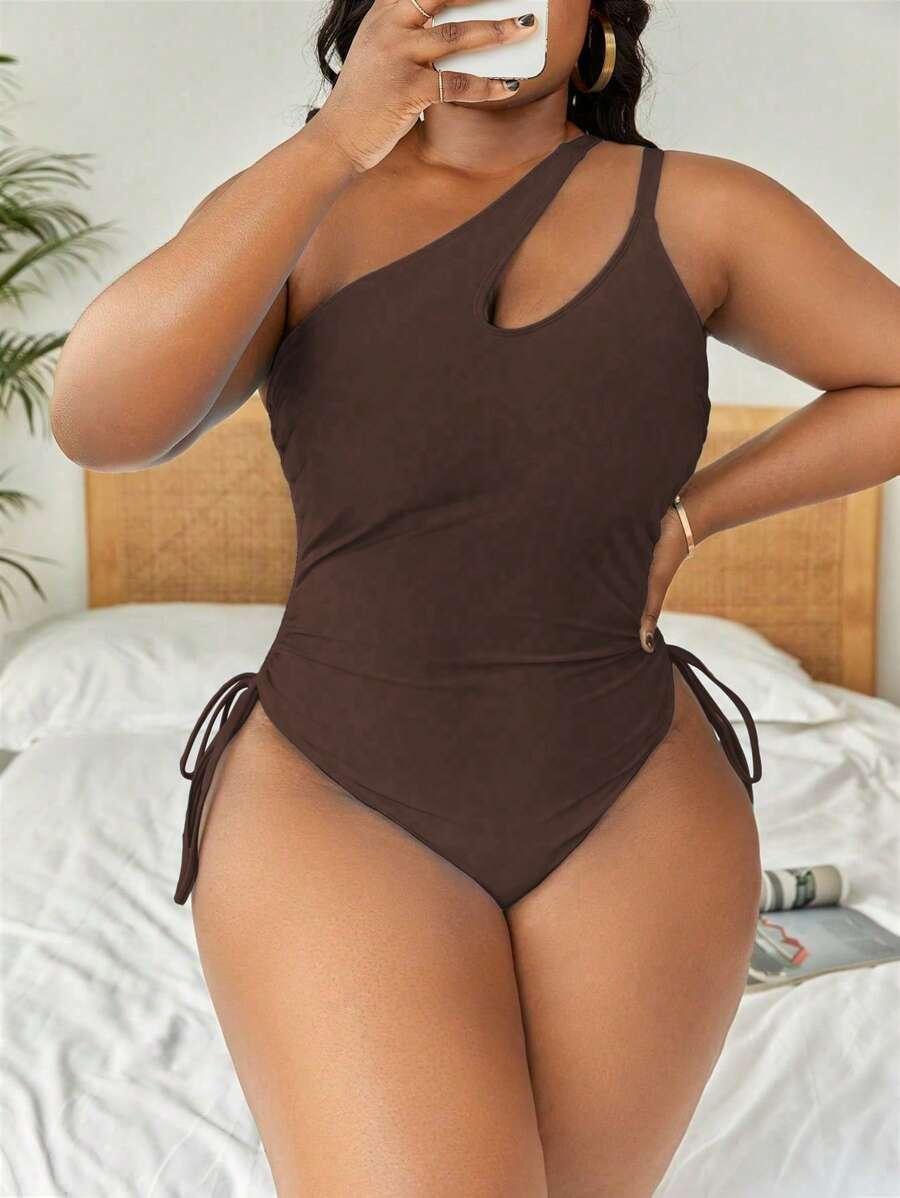 SHEIN BRĄZOWY JEDNOCZĘŚCIOWY STRÓJ KĄPIELOWY S09__50