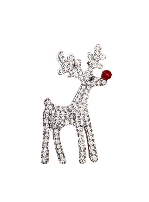 SHEIN SREBRNA BROSZKA RENIFER BDD__4.3X2.6CM