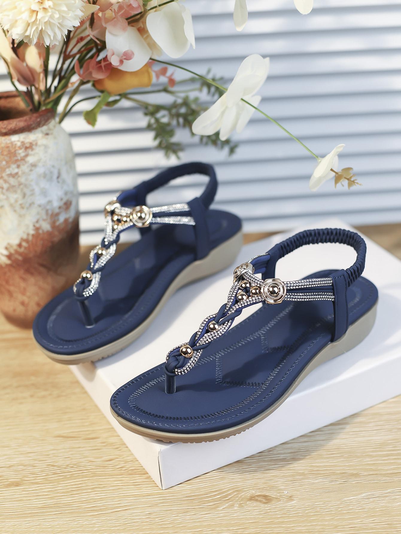 SHEIN GRANATOWE SANDAŁY ZDOBIENIA S06__41
