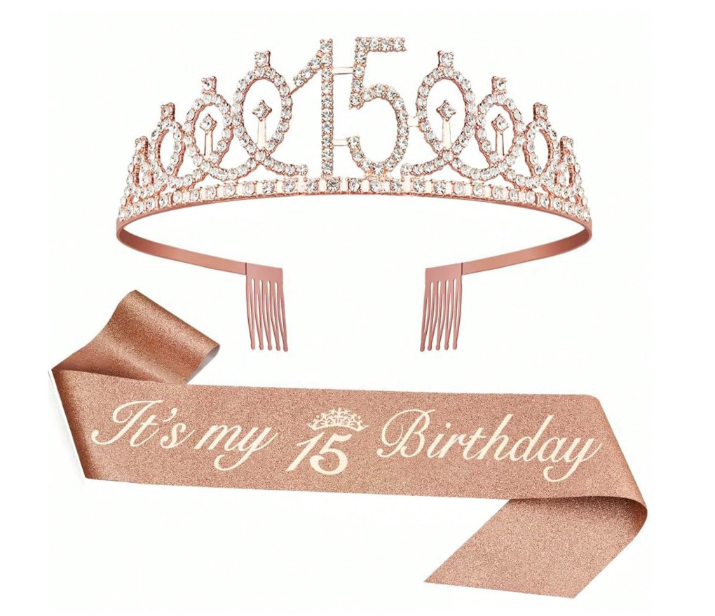 SHEIN SZARFA KORONA KOMPLET URODZINOWY "15" S07