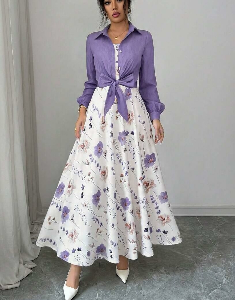 SHEIN KOMPLET SUKIENKA KOSZULA S09__L