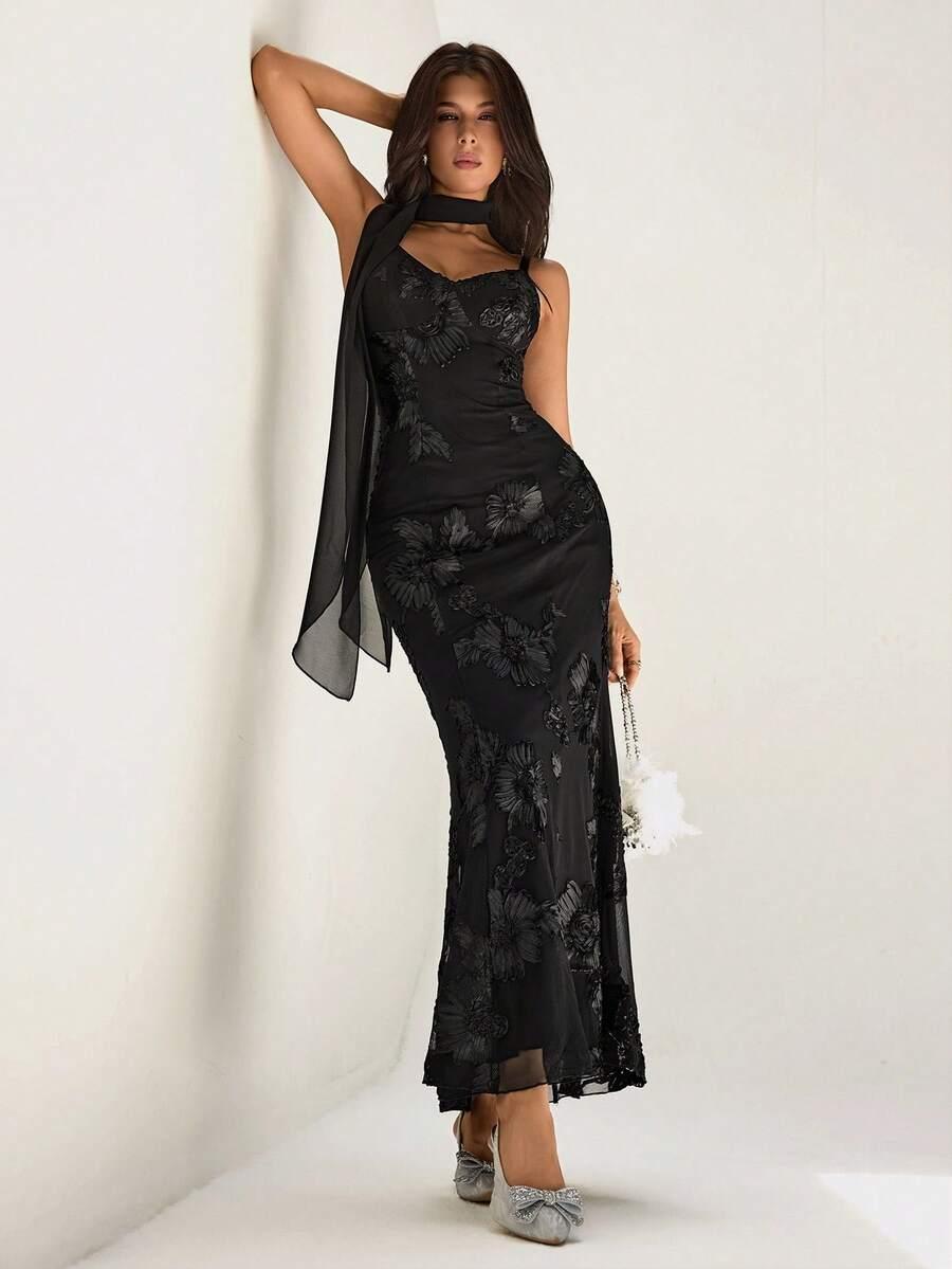 SHEIN CZARNA MAXI SUKIENKA S06__S