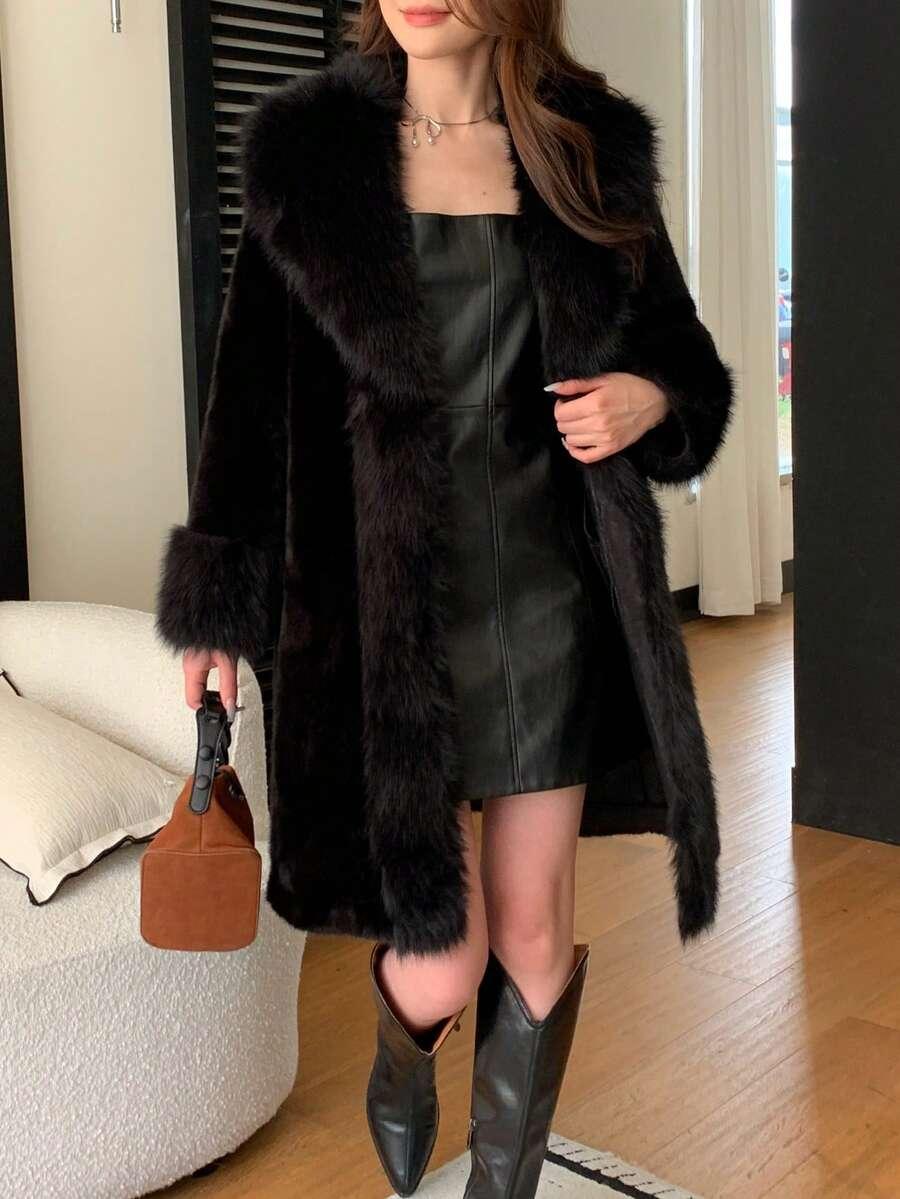 SHEIN CZARNE SZTUCZNE FUTRO W01__XS