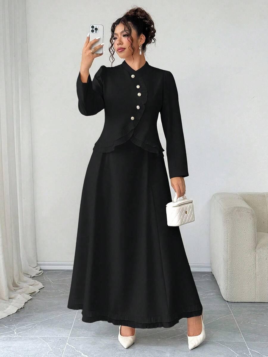 SHEIN MARYNARKA SPÓDNICA KOMPLET S06__46