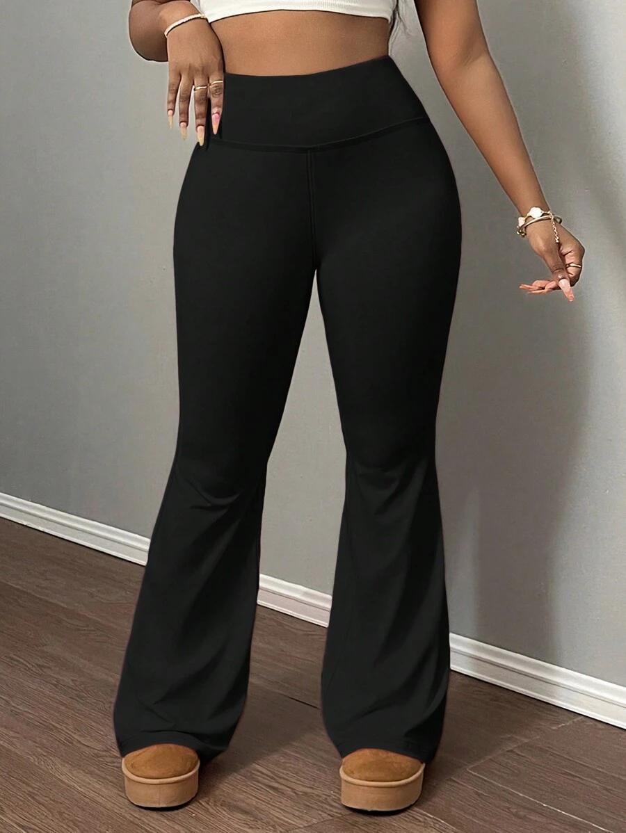 SLAYDIVA CZARNE LEGGINSY DZWONY S06__M