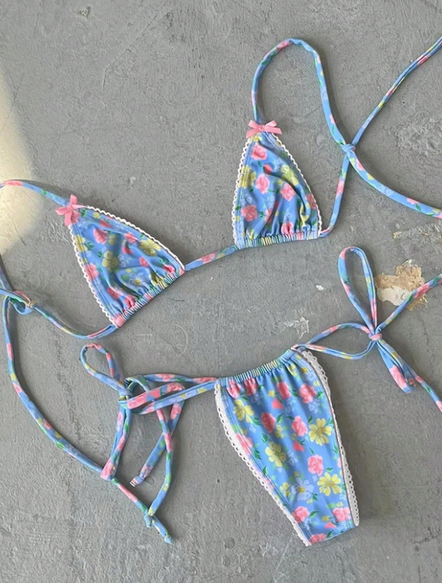 SHEIN DWUCZĘŚCIOWY STRÓJ KĄPIELOWY KWIATY S09__S