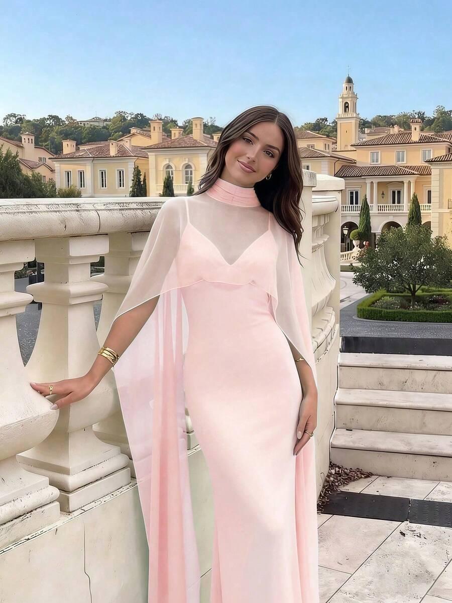 SHEIN RÓŻOWA MAXI SUKIENKA S06__XS