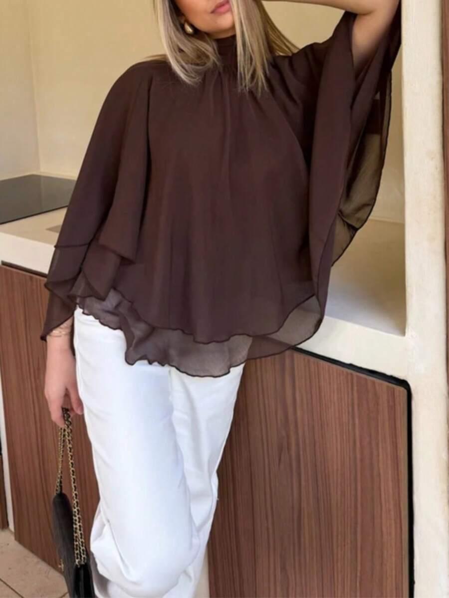 SHEIN BRĄZOWA BLUZKA WIĄZANIE PK01__XS