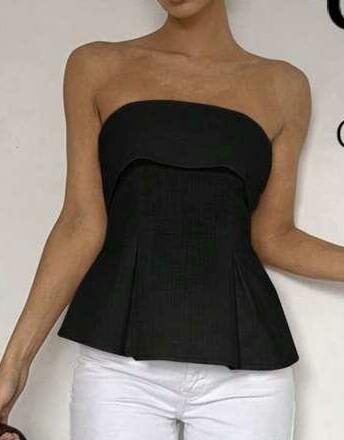SHEIN CZARNY TOP ODKRYTE RAMIONA S06__S
