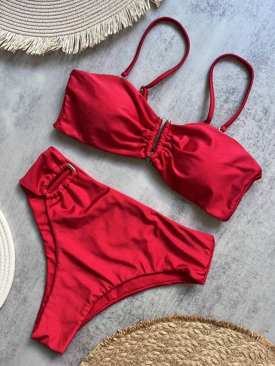SHEIN CZERWONY STRÓJ KĄPIELOWY S09__L