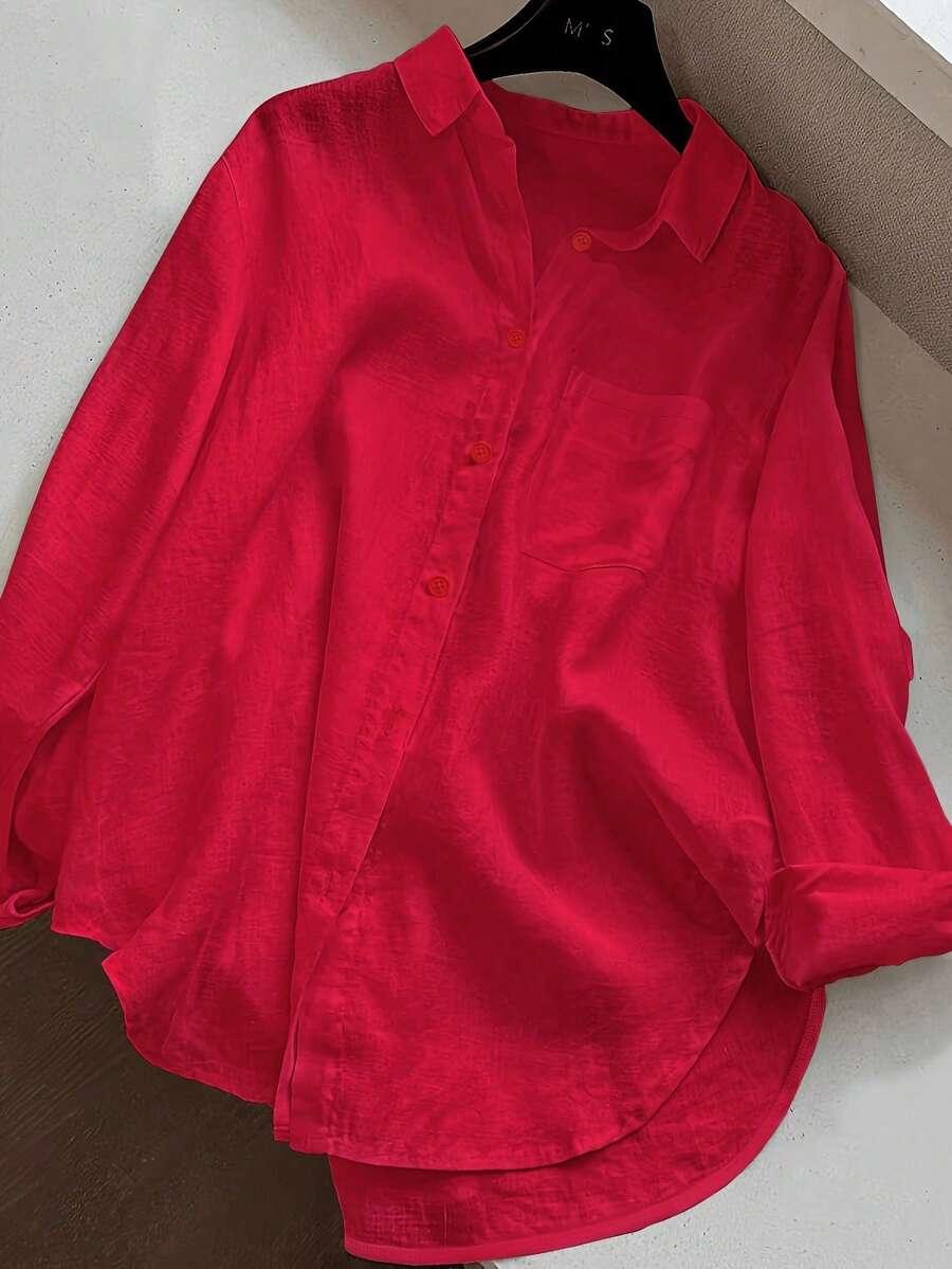 SHEIN CZERWONA KOSZULA GUZIKI S06__M