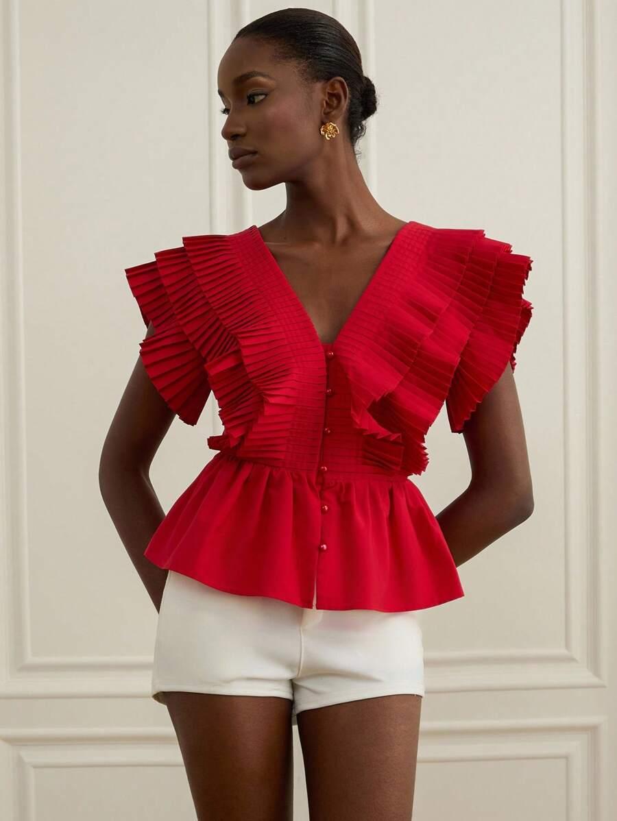 AVELORIA CZERWONA BLUZKA V-NECK