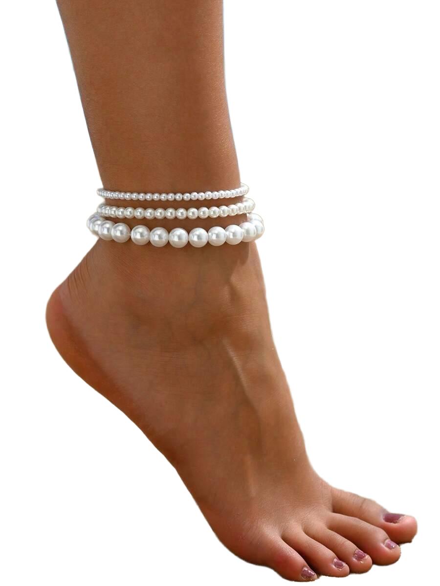 SHEIN BIAŁA BRANSOLETKA NA KOSTKĘ 3-PACK S07__21CM