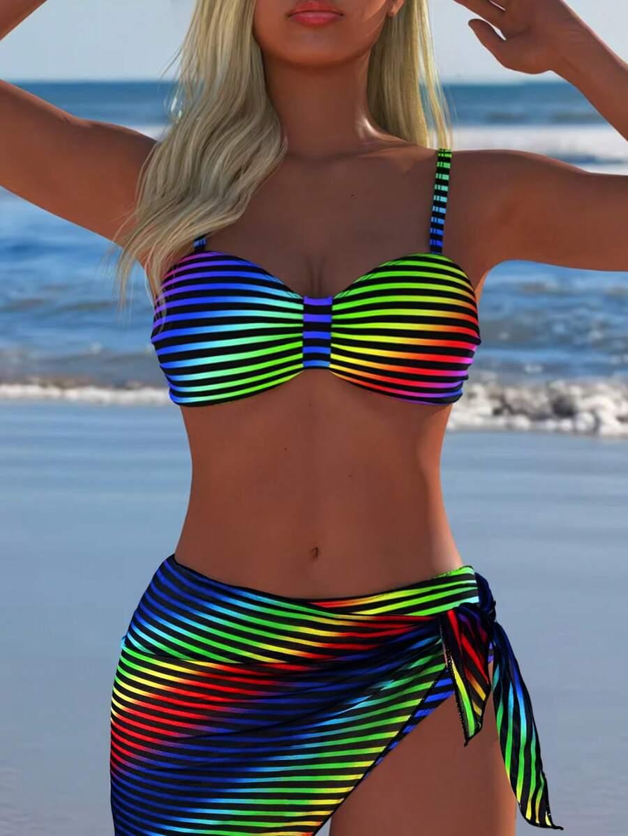 SHEIN DWUCZĘŚCIOWY STRÓJ KĄPIELOWY SARONG S09__S
