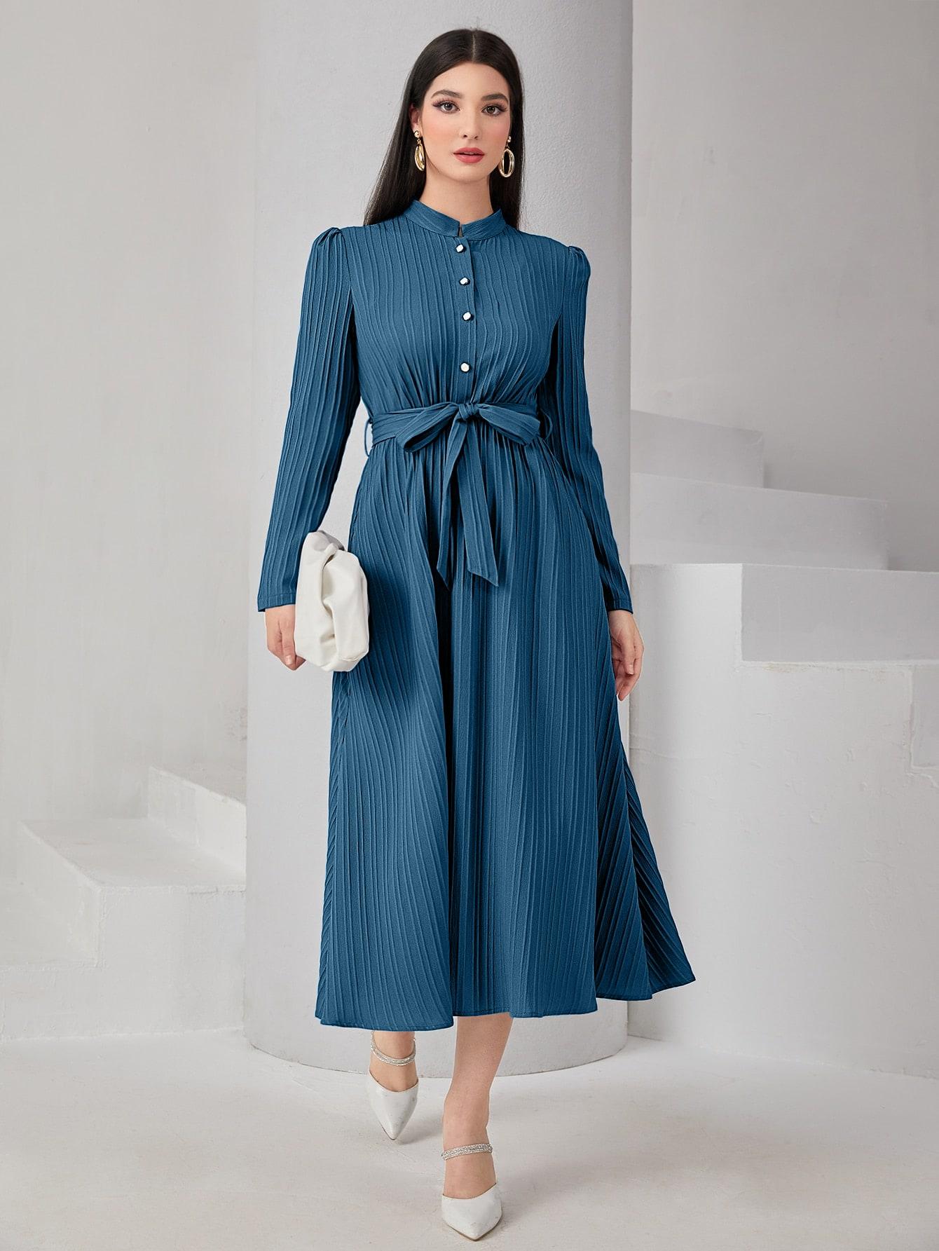 SHEIN NIEBIESKA MIDI SUKIENKA WIĄZANIE S06__XL