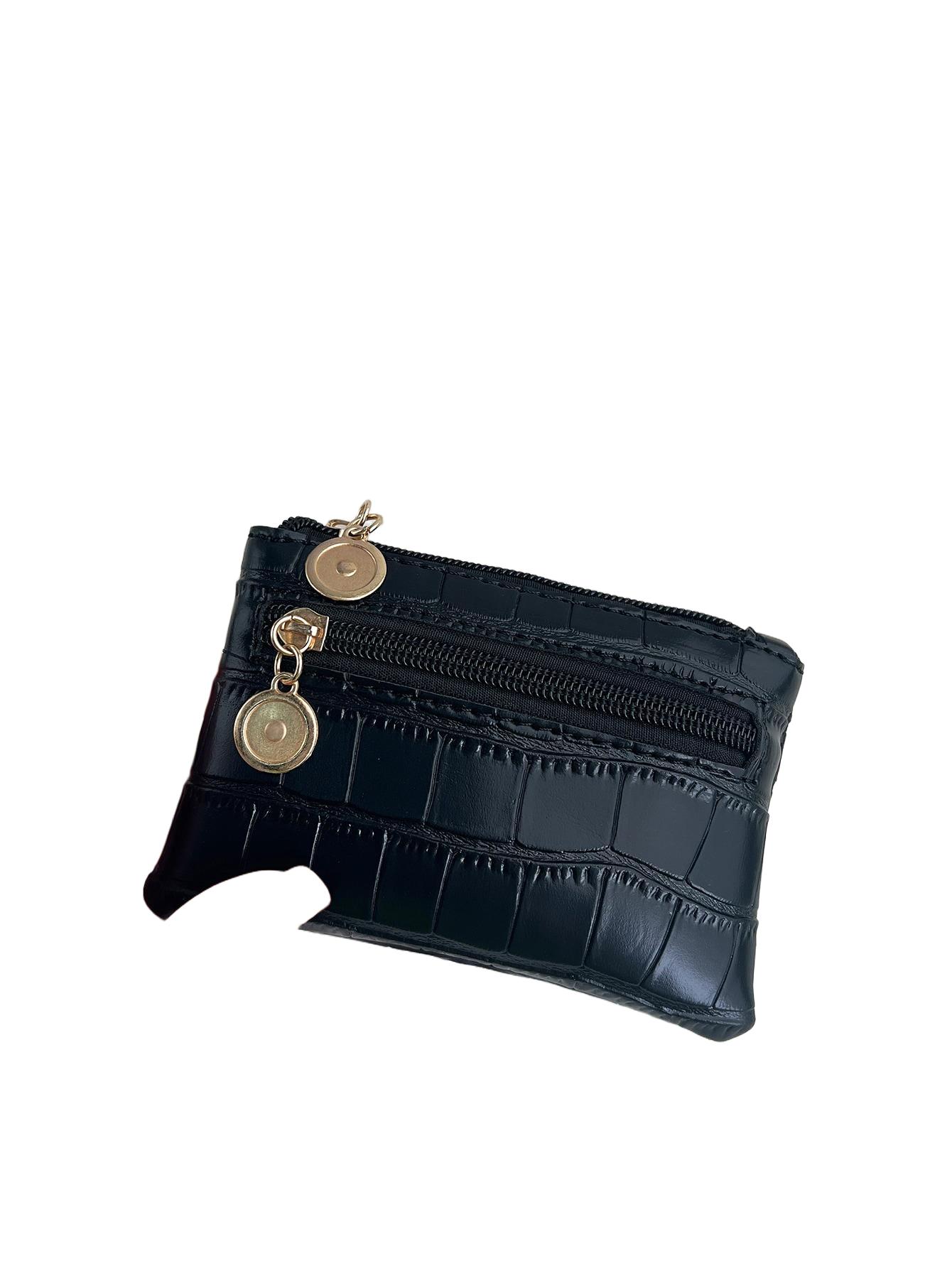 SHEIN CZARNY PORTFEL IMITACJA SKÓRY S07__8,5X13