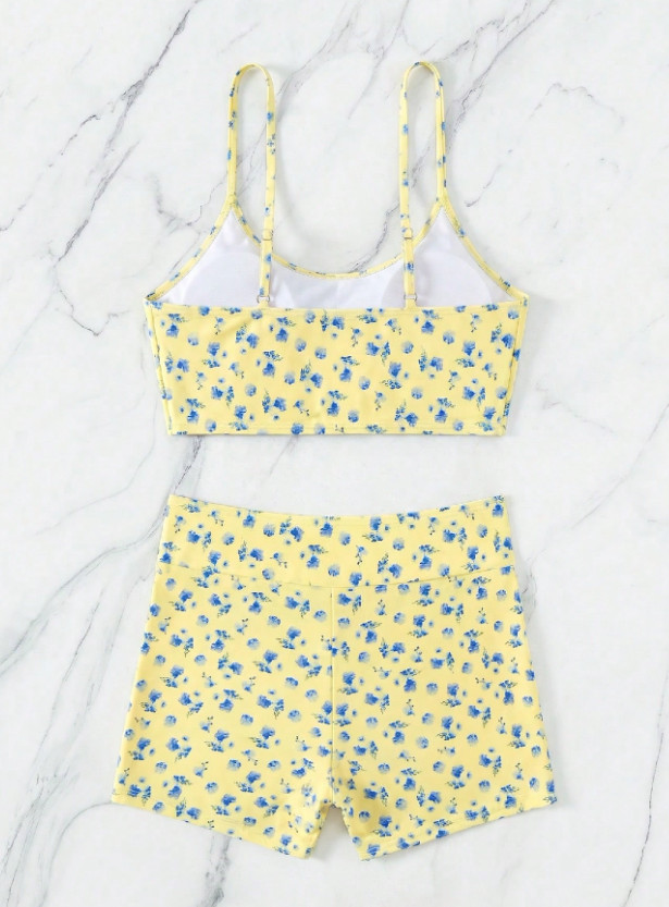 SHEIN DWUCZĘŚCIOWY STRÓJ KĄPIELOWY KWIATY S09__M