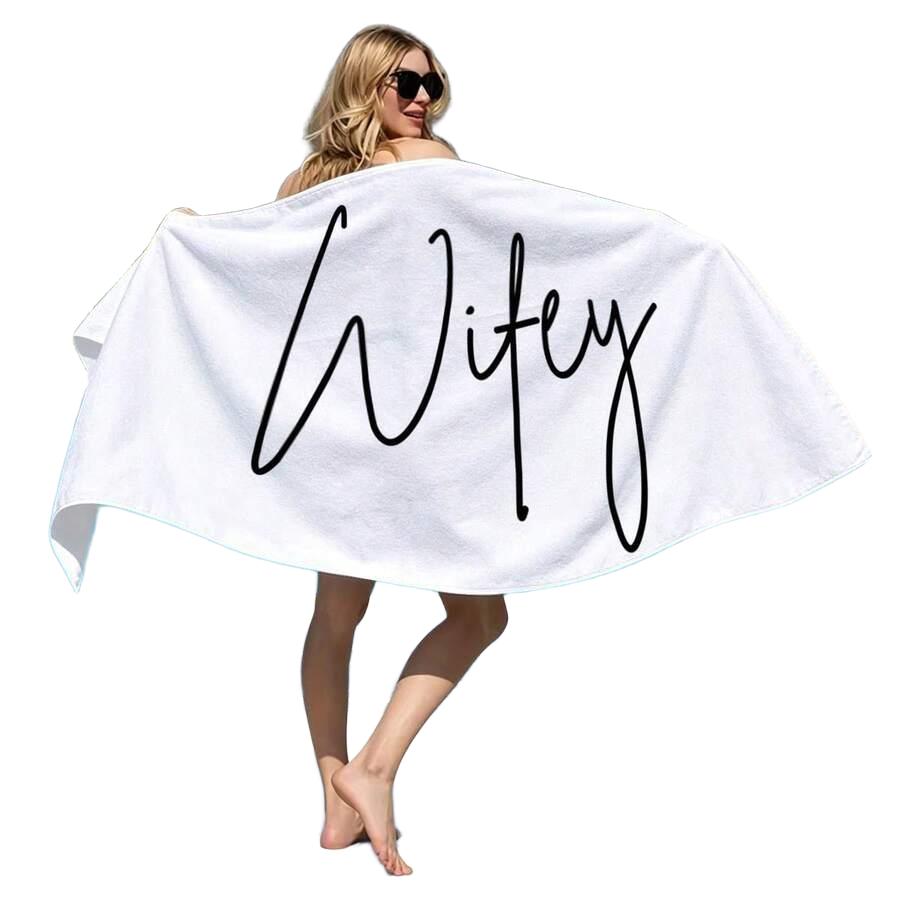 SHEIN RĘCZNIK PLAŻOWY NAPIS S07__150X70CM