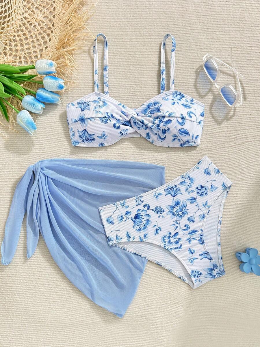 SHEIN DWUCZĘŚCIOWY STRÓJ KĄPIELOWY NARZUTKA KOMPLET S09__152-158