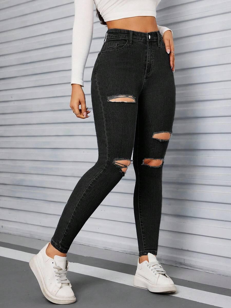 SHEIN CZARNE SPODNIE JEANS S06__S