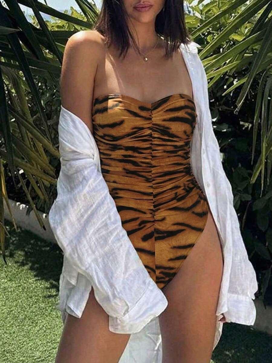 SHEIN JEDNOCZĘŚCIOWY STRÓJ KĄPIELOWY ANIMAL PRINT S09__S